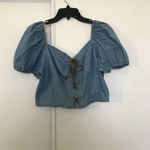 Vintage jean corset crop top